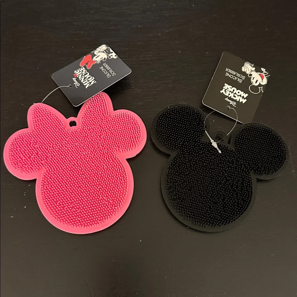 Disney Mickey & Minnie Mouse Silicone Scrub Pads - pink & black
